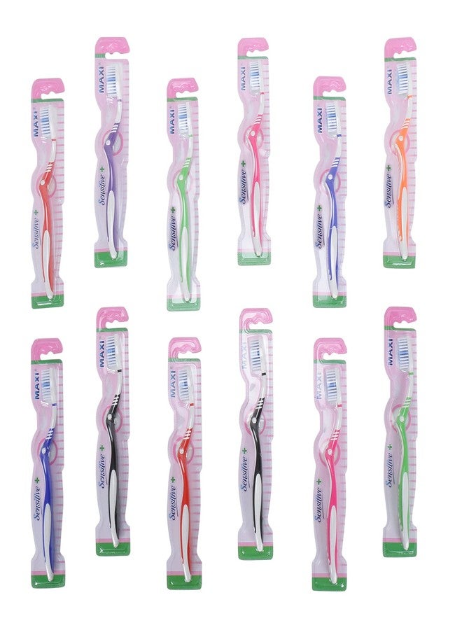 MAXI Sensitive+ Manual Toothbrush with Soft Bristles for Adults, gentle on Sensitive teeth, Multicolor (Pack of 12) - Image 5